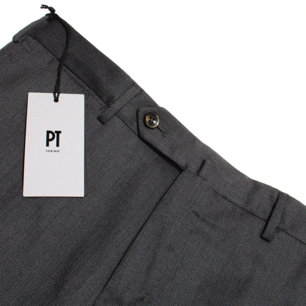 PT Torino NWT Dress Pants Size 48 (US 32) Slim Fit in Dark Gray Wool Blend